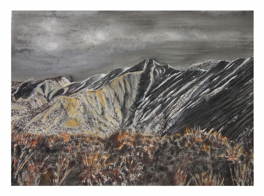 El desierto- IV Carbón, carboncillo líquido, pastel y acuarela/ papel 50x70cm