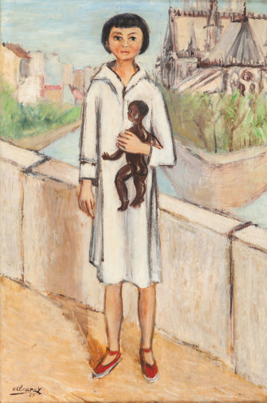 NIÑA CON MUÑECO, 1955, Óleo sobre lienzo, 85 x 54 cm.