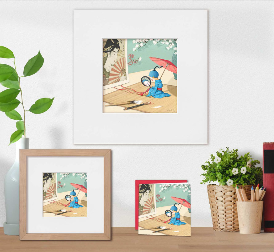 Illustration de Timeliot qui se deguise en petite geisha japonaise
