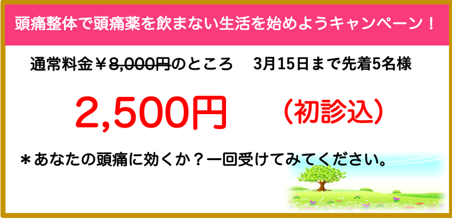頭痛薬を飲まない生活を始めようキャンペーン案内