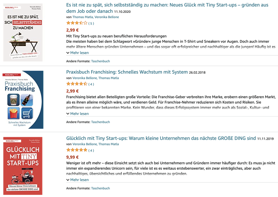 «PRAXISBUCH FRANCHISING» Amazon Screenshot vom 11.05.2023 © Bellone Franchise Consulting GmbH