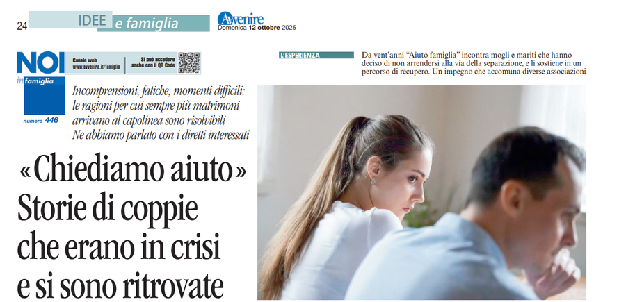 Avvenire - 12 ottobre 2025 - inizio articolo su Aiuto Famiglia