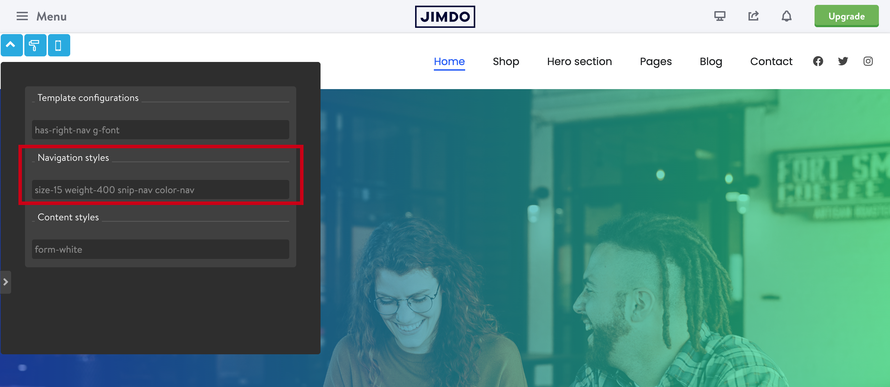 navigation styling - Jimdo