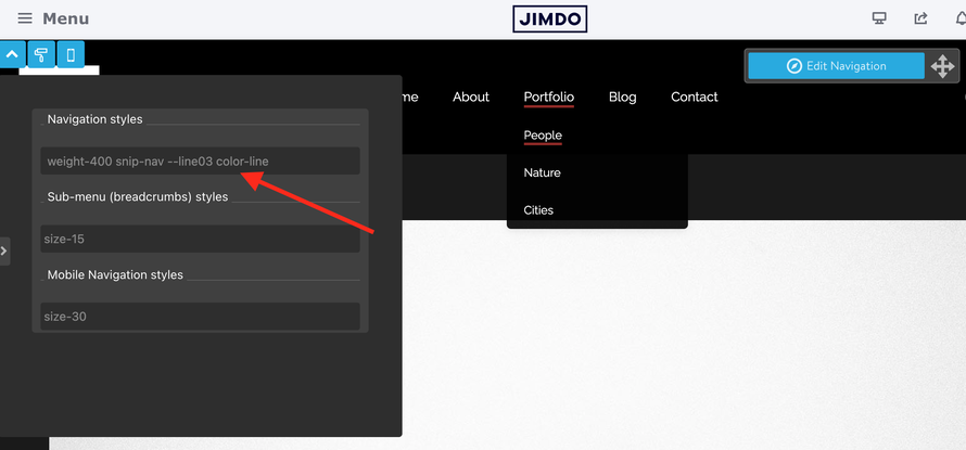 Style Editor Matrix themes Jimdo has-shadow