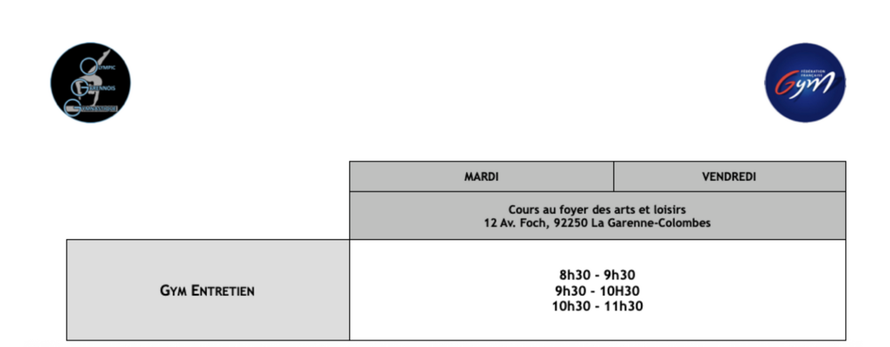 Planning OGGym - saison 2025-2026