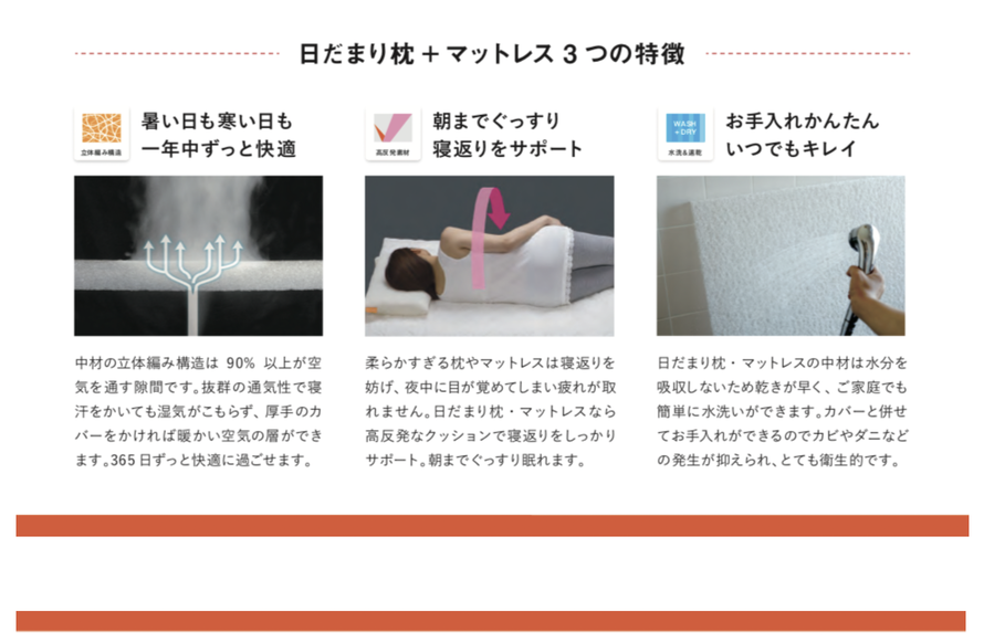 日だまり枕・マットレス。洗える。一年中快適。朝までぐっすり！お手入れ簡単。お得な買い物
