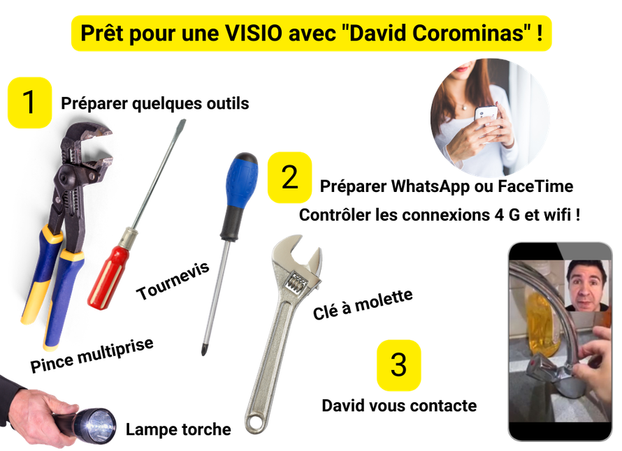 Découvrez notre processus simple et efficace : planifiez une visio, suivez nos conseils, et résolvez vos problèmes de plomberie en un rien de temps.