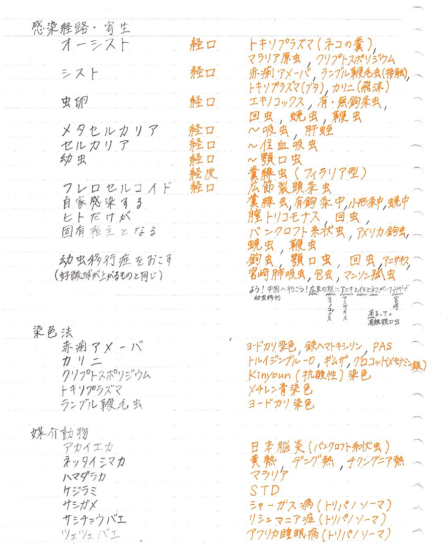 感染経路 寄生 臨床検査技師国家試験対策ノート