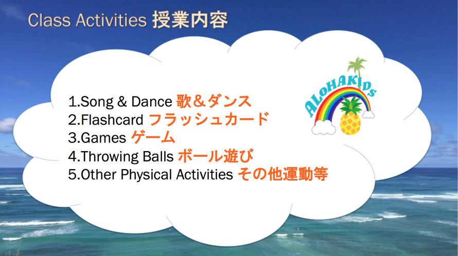 1歳～2歳授業内容／大阪の幼児子供英会話ALOHAKIDSアロハキッズ、緑の人工芝で楽しく子供フィットネス、バイリンガルトレーナーで自然に英語が身につくキッズ英会話体操教室