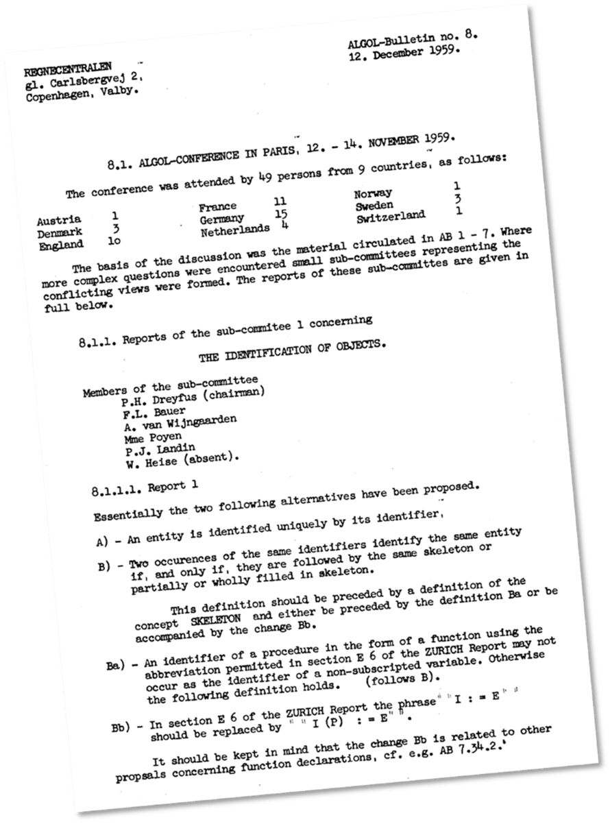 Una copia dell'ALGOL Bulletin del 1959