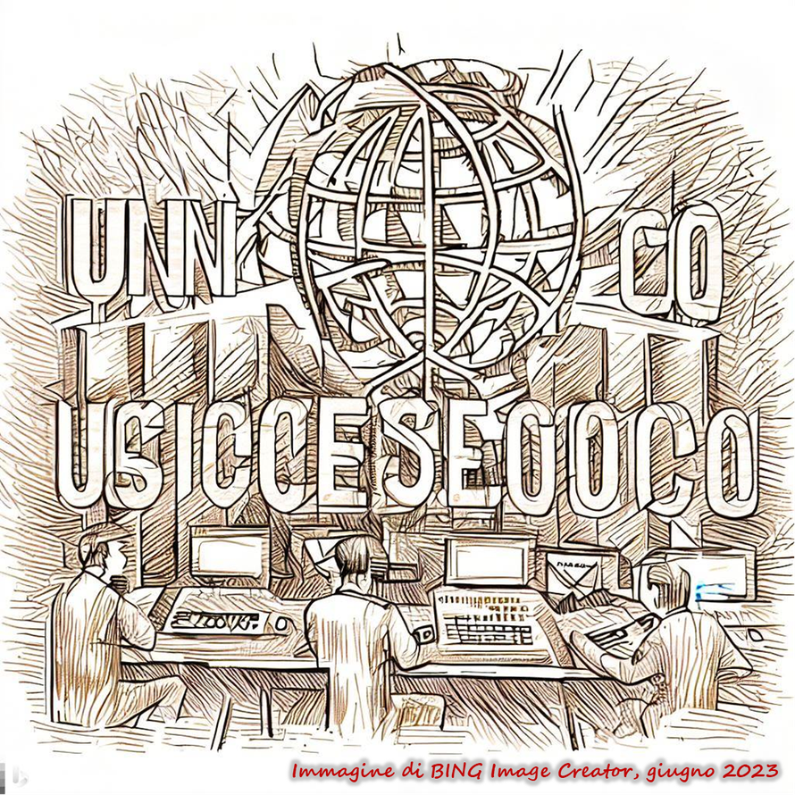 Immagine generata da BING Image Creator sul tema: "L'UNESCO e le sue iniziative per la nascente informatica negli anni '50"