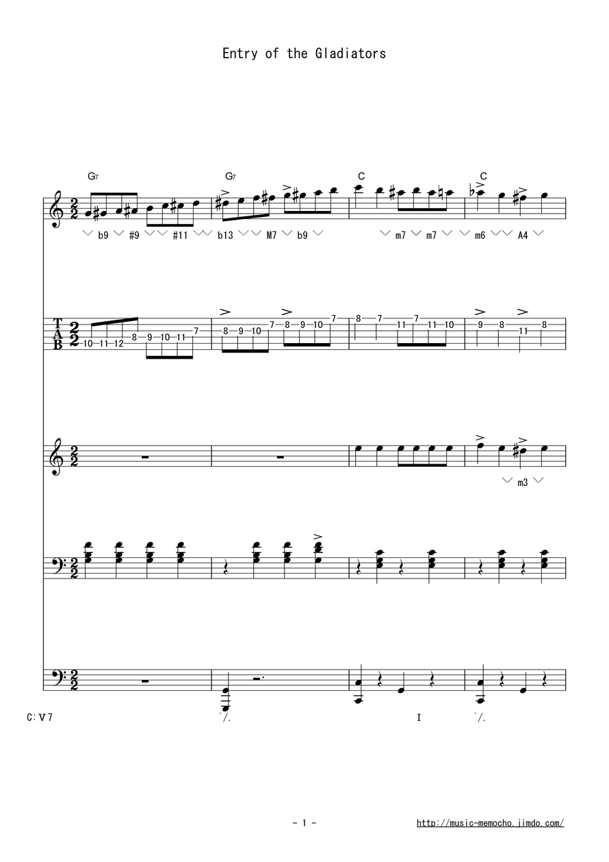 entry of the gladiators guitar tab