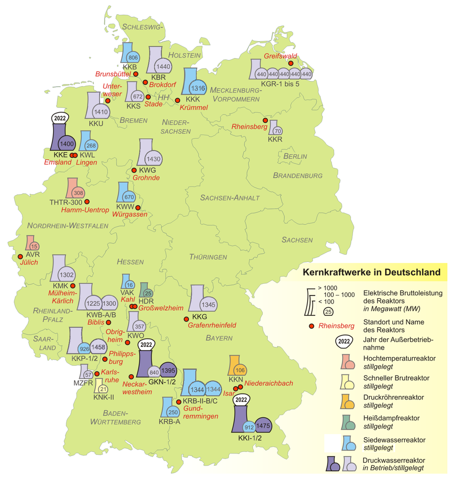 Nur noch drei Kernkraftwerke sind in Deutschland in Betrieb. Geht es nach der Grünen Partei, sollen sie zum Ende 2022 auch noch abgeschaltet werden. (Bild www.wikipedia.org)