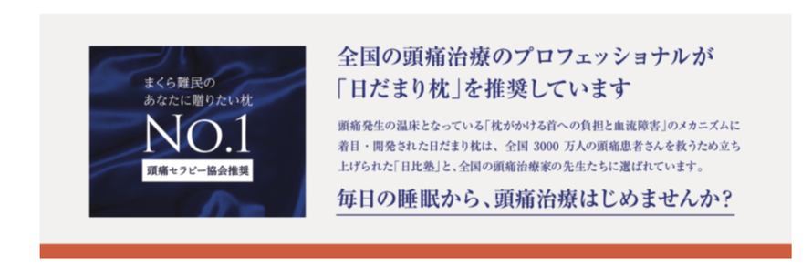 全国の頭痛治療のプロフェッショナルが「日だまり枕」を推奨しています