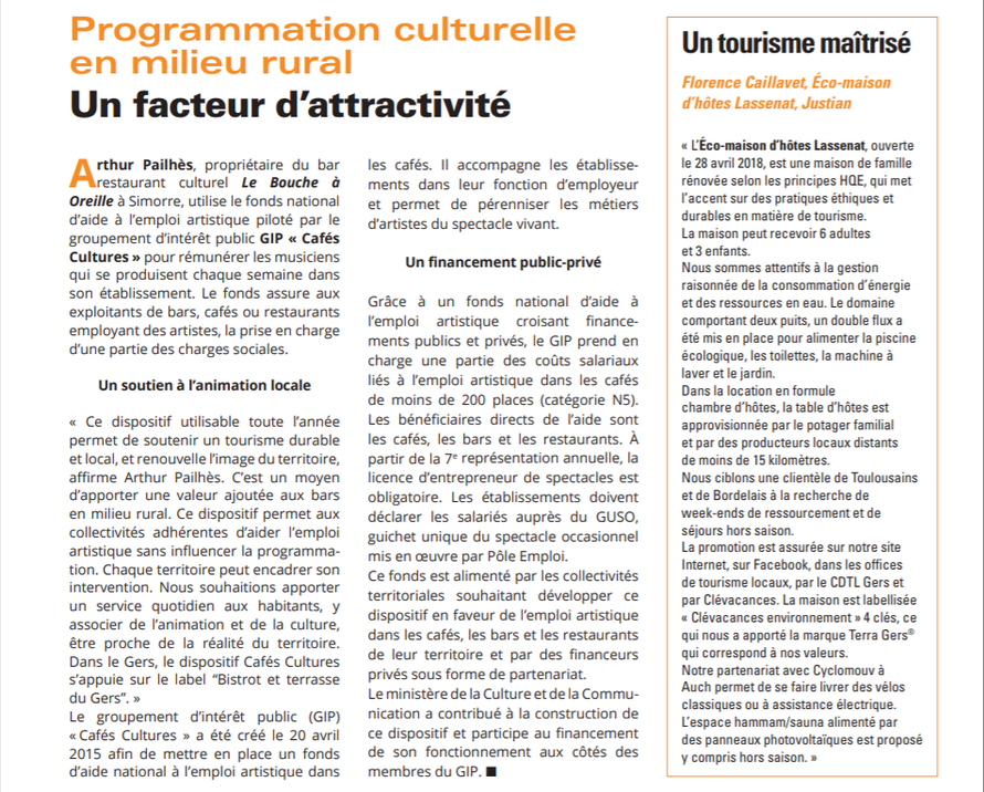 Dans la location en formule chambre d’hôtes, la table d’hôtes est approvisionnée par le potager familial et par des producteurs locaux distants de moins de 15 kilomètres. Nous ciblons une clientèle de Toulousains et de Bordelais à la recherche de week-end