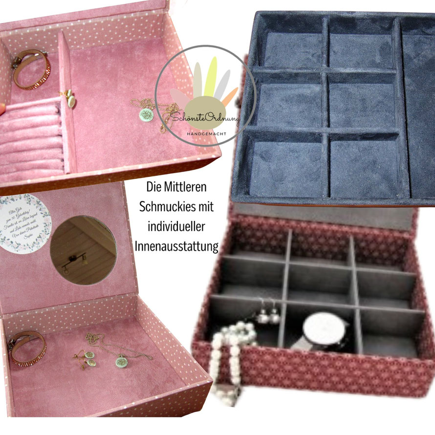 handgemachtes Geschenk mit Name, viele Schmuckkästchen mittelgroß mit Fächern individuell von SchönsteOrdnung Box KunstHandwerk Bayern