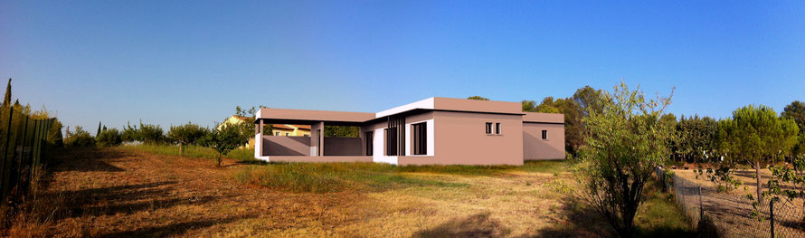Visualisation 3D sur fond photographique pour projet PCMI 6 d’une villa, Var