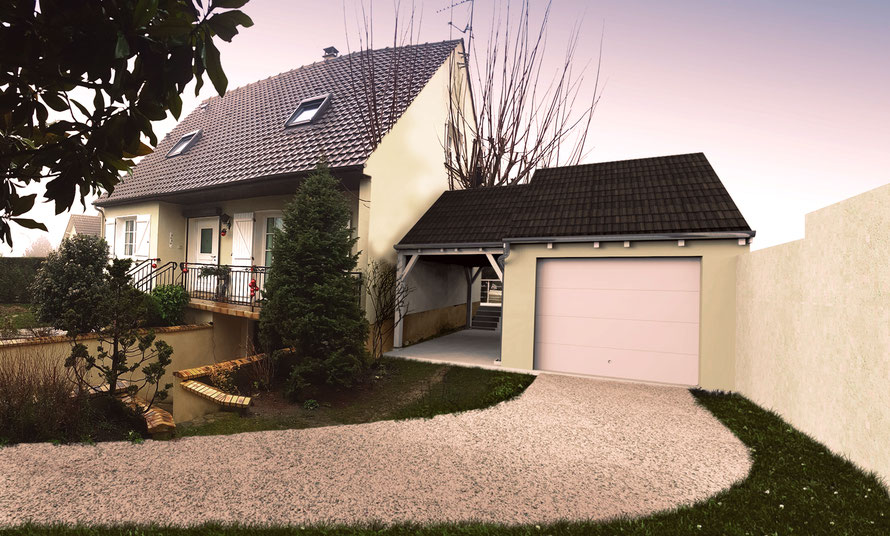 illustration en 3d  pour volet paysager pcmi 6 d'un permis de construire, insertion photo
