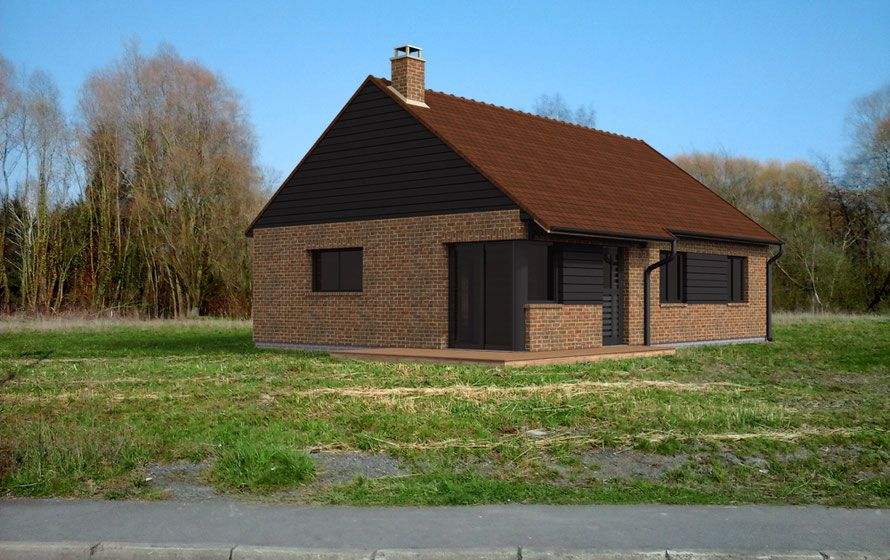 Image numérique en 3D pour permis de construire PCMI 6 d’un projet situé dans les Hauts-de-France
