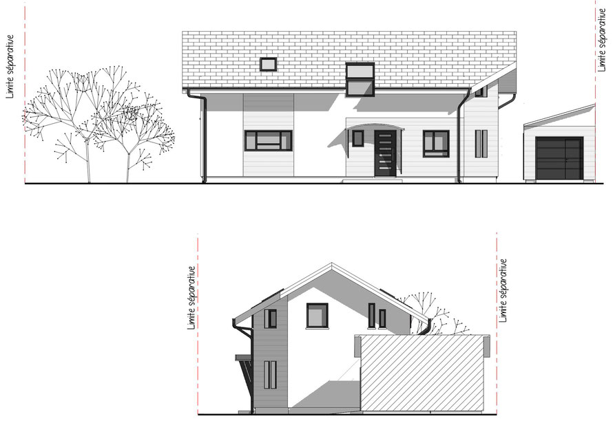 PCMI 5 élévations pour dossier de permis de construire, projet architectural situé à Annecy, Haute-Savoie