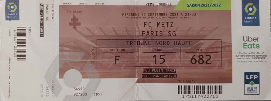 22 sept. 2021 : FC Metz - Stade de Reims - 7ème journée - Championnat de France (1/2 - 26 661 spect.)