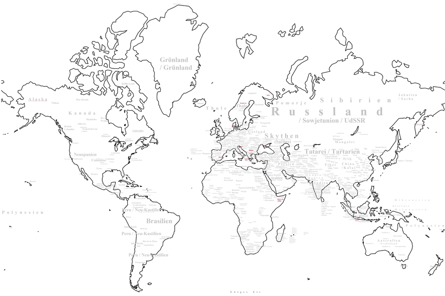 Weltkarte Regionen und Gebiete alte Nationen