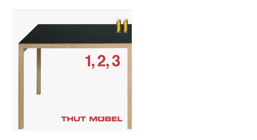 Thut Möbel: Teleskopkarte für neues Produkt an der IMM Cologne.