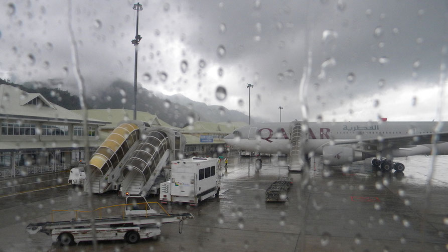 Landung und Start bei Regen