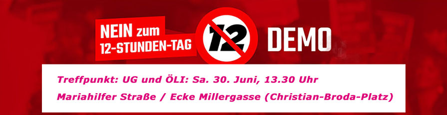 Bild: Nein zum 12-Stunden-Tag! Nein zur 60-STunden-Woche! ÖGB fordert Arbeitszeitverkürzung und Planbarkeit. bearbeitet:spa
