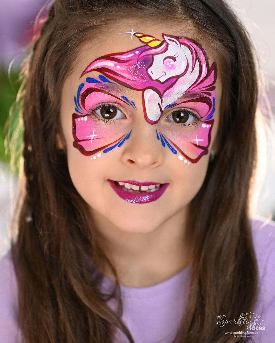 Kinderschminken_Vorlagen; Schminkfarben_kaufen_Schweiz; Kinderschminken_Kurse; Svetlana_Keller; Ballonmodellieren; Ballonmodellage; Airbrush_Tattoos; einfach; Einhorn