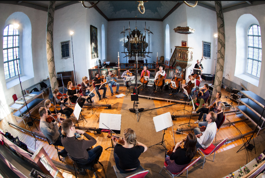 The recording sessions in Selbu Church Trondheim, October 2011: Photo by Morten Lindberg