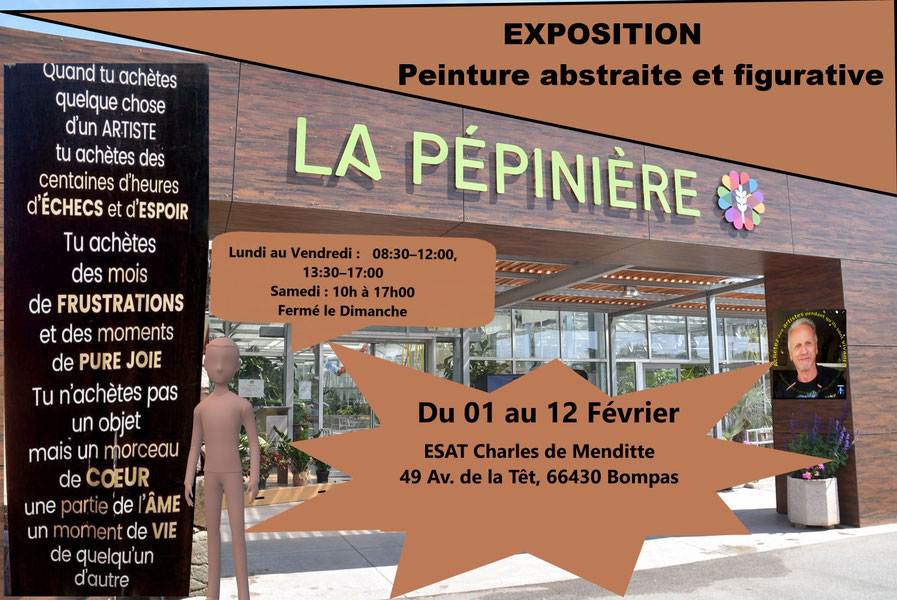 Les toiles abstraites et figuratives de Bernard Legros seront exposées  à Bompas Pépiniére ESAT
