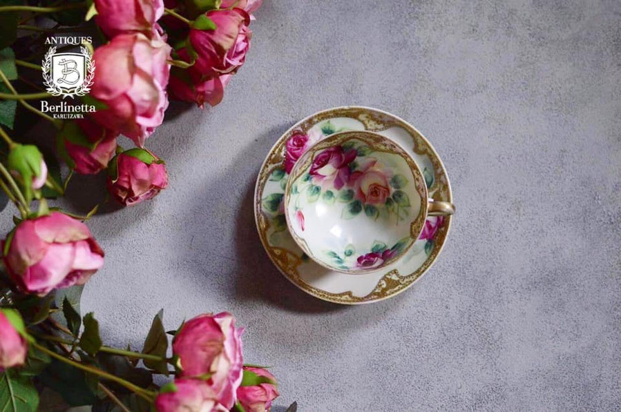 希少 オールドノリタケ クローバー柄金盛りビクトリアン紅茶セット