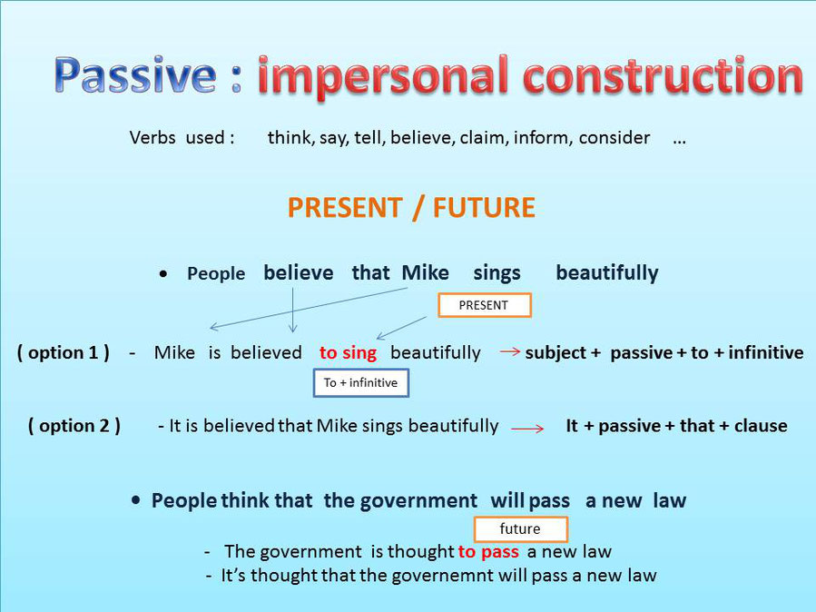 Impersonal passive en inglés