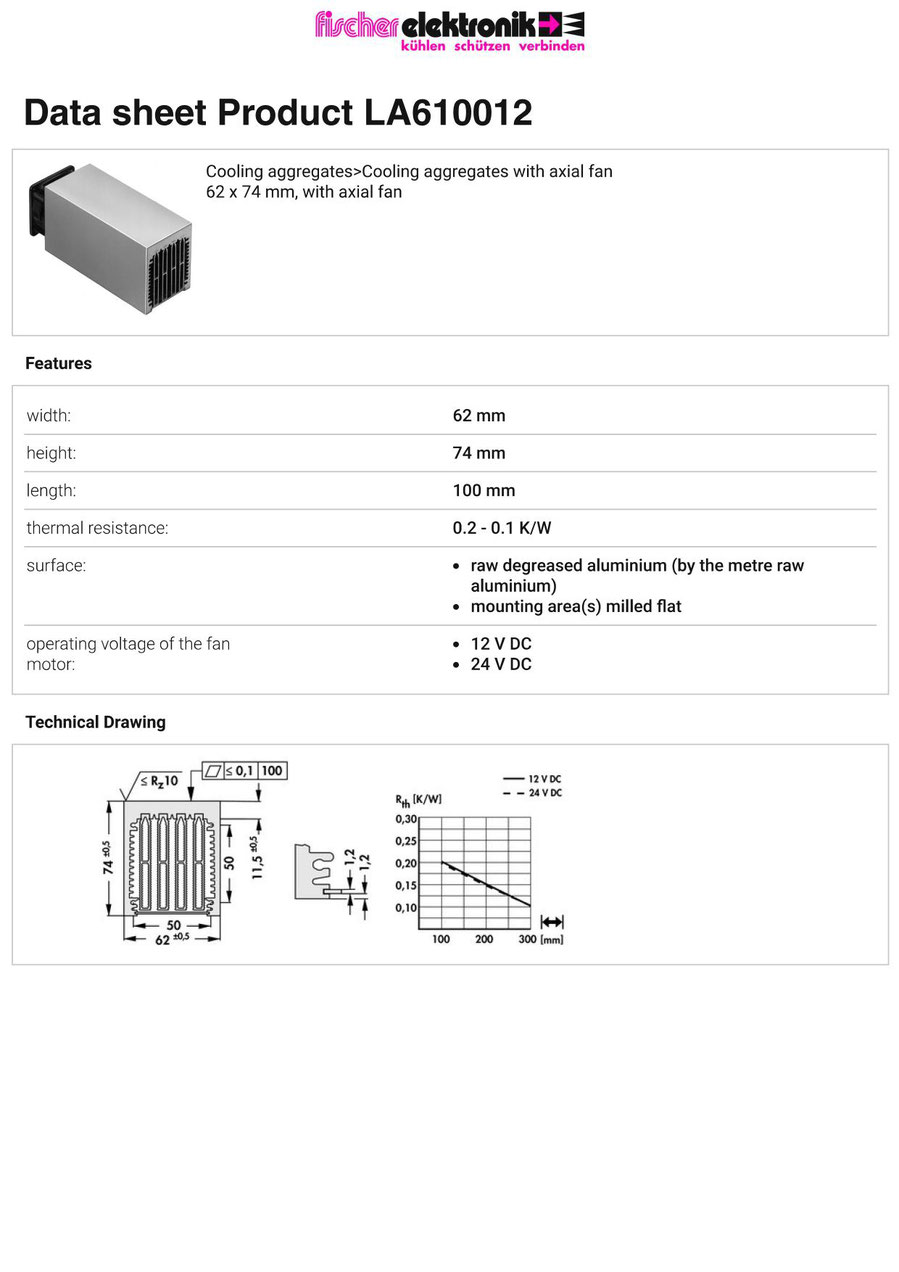 LA-6-100-12 | 軸流ファン付きヒートシンク | Fischer Elektronik