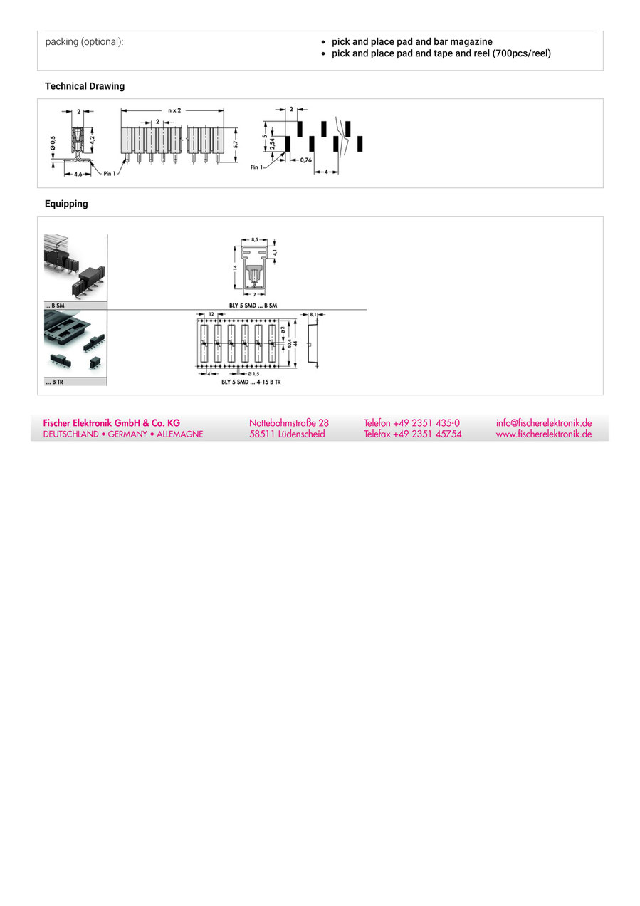 BLY 5 SMD 50 | 2mmピッチ 表面実装用連結ソケット 50極　Fischer Elektronik