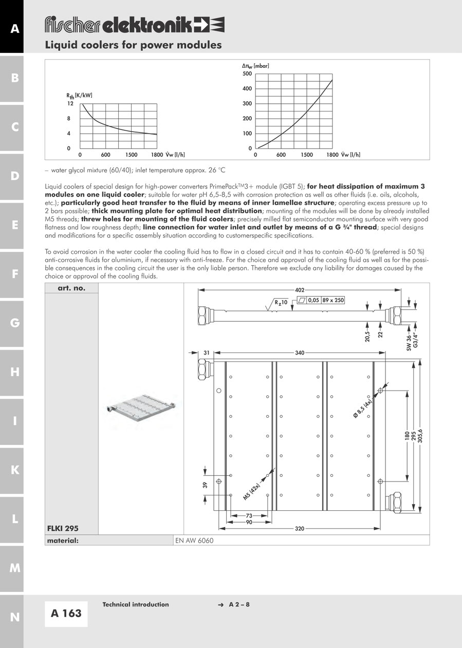 Fischer Elektronik 水冷ヒートシンク 英文カタログ