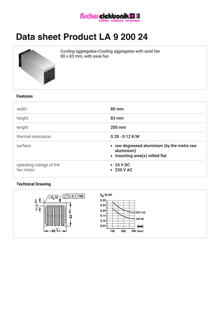 LA-9-150-24 | 軸流ファン付きヒートシンク |Fischer Elektronik