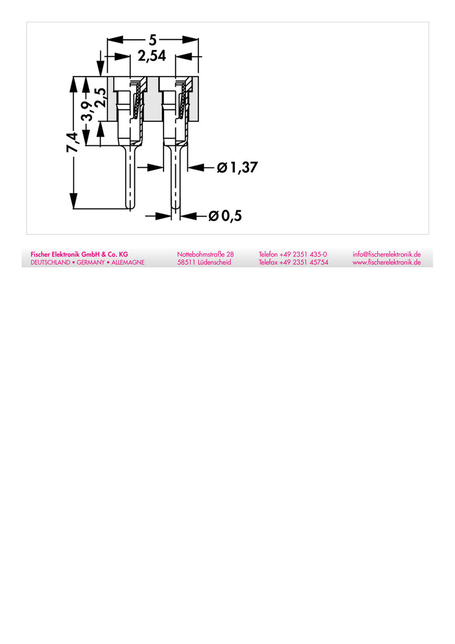 MK201/100Z | 2.54mmピッチ 連結ソケット 2列 100極　Fischer Elektronik