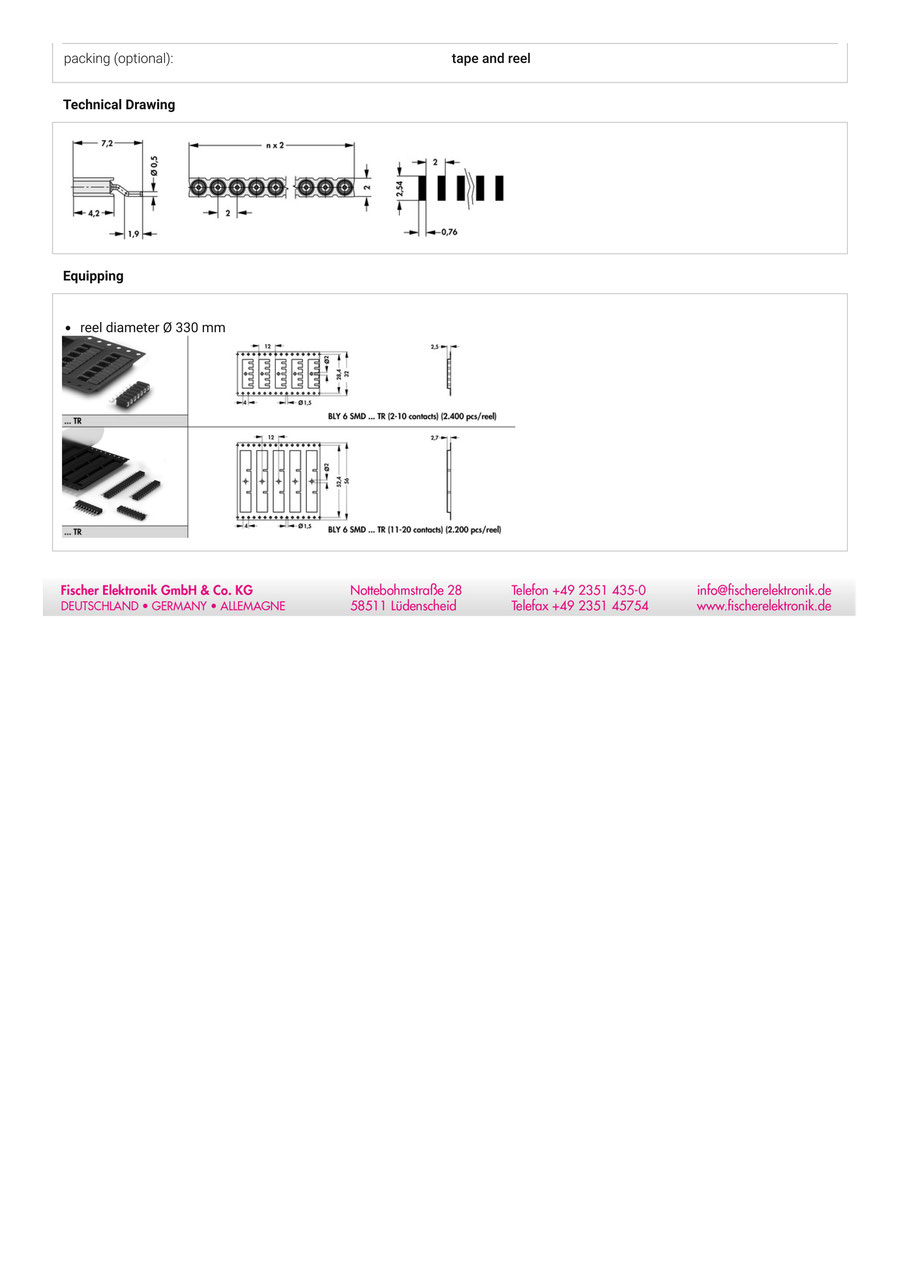 BLY 6 SMD 50 | 2mmピッチ 連結ソケット 50極 ライトアングル　　Fischer Elektronik