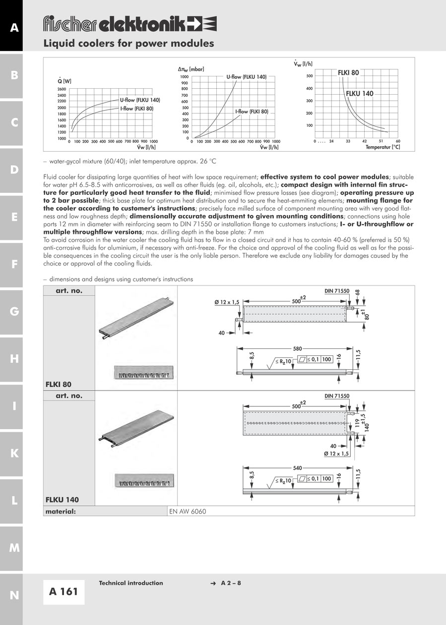 Fischer Elektronik 水冷ヒートシンク 英文カタログ