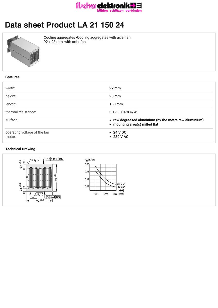 LA-21-150-24 | 軸流ファン付きヒートシンク |Fischer Elektronik