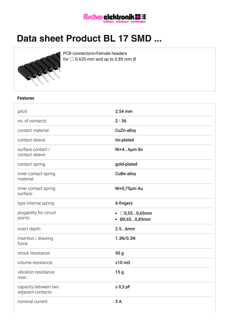 BL-17-SMD-36 | 2.54mmピッチ 表面実装用連結ソケット 36極 ライトアングル
