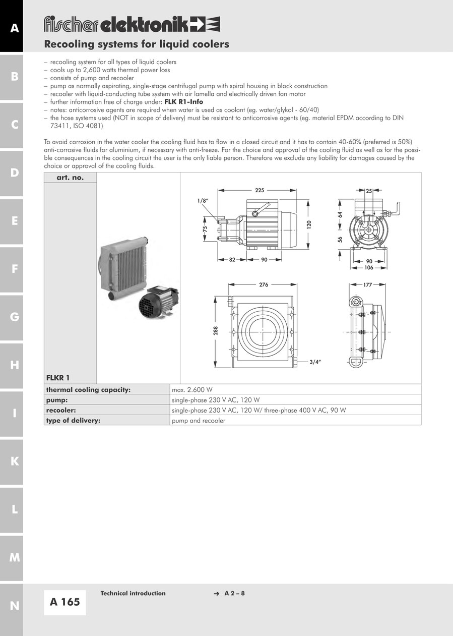 Fischer Elektronik 水冷ヒートシンク 英文カタログ