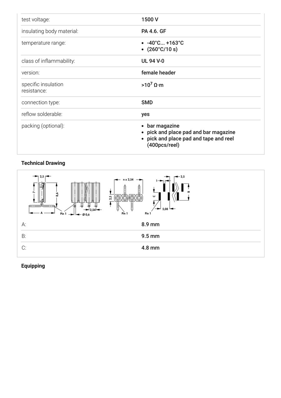 BL-15-SMD-0899-36 | 2.54mmピッチ 表面実装用連結ソケット 36極