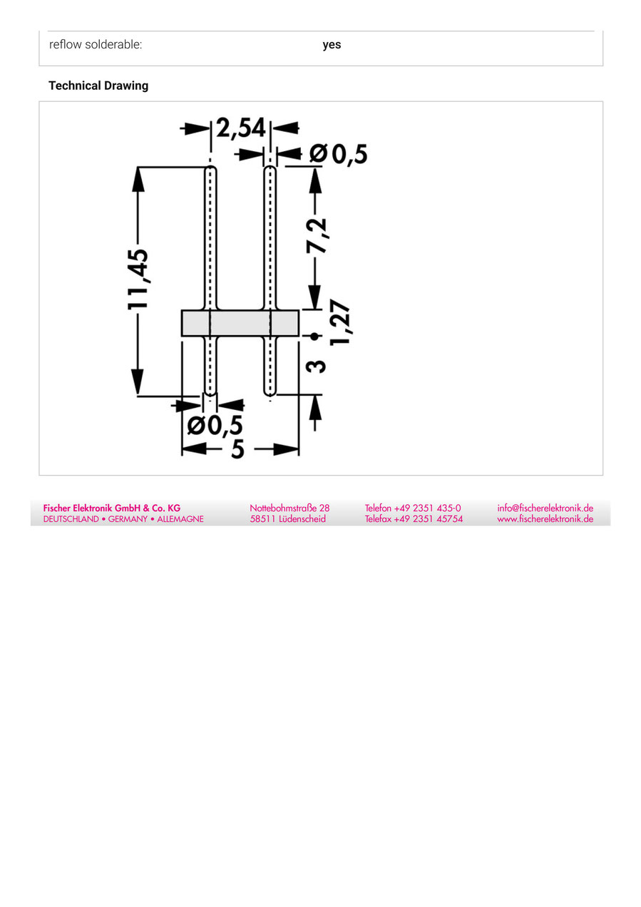 MK-LP-242 | 2.54mmピッチ 連結ピン 0.5mm径丸ピン ロープロファイル　Fischer Elektronik