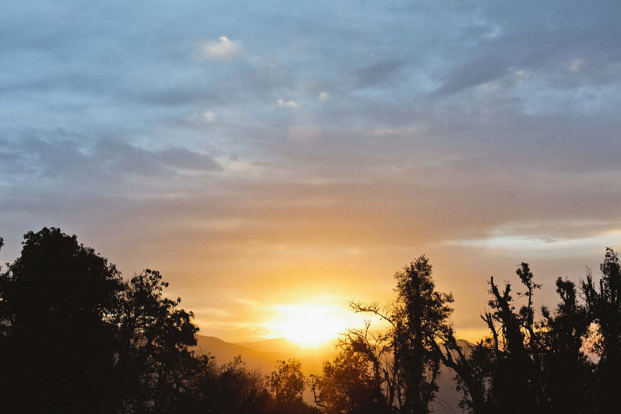 Sunrise over Forest camp, Mardi Himal Trek, Nepal