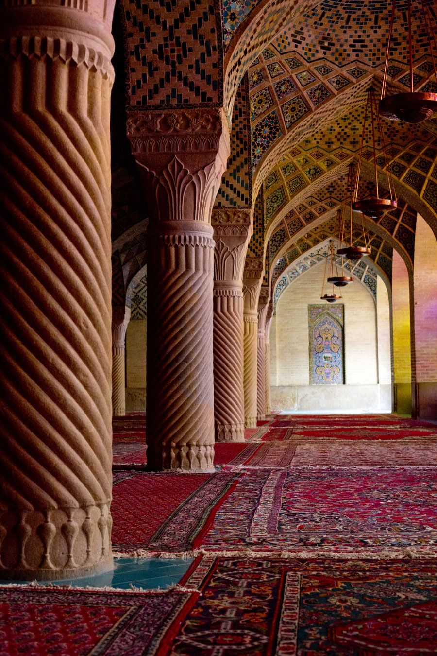 The inside, pink mosque, Shiraz, Iran