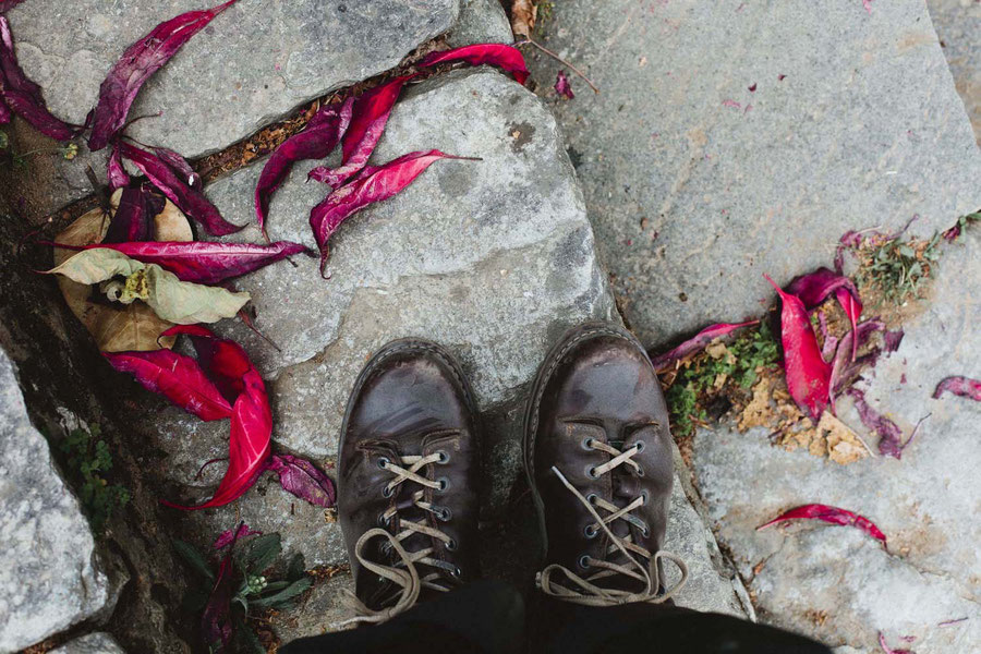 Step by step and pretty leaves, Mardi Himal Trek, Nepal