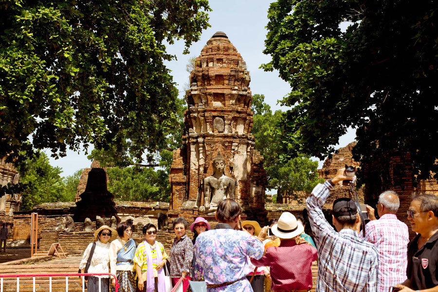 Tourists doing ther thing, Ayutthaya, Thailand